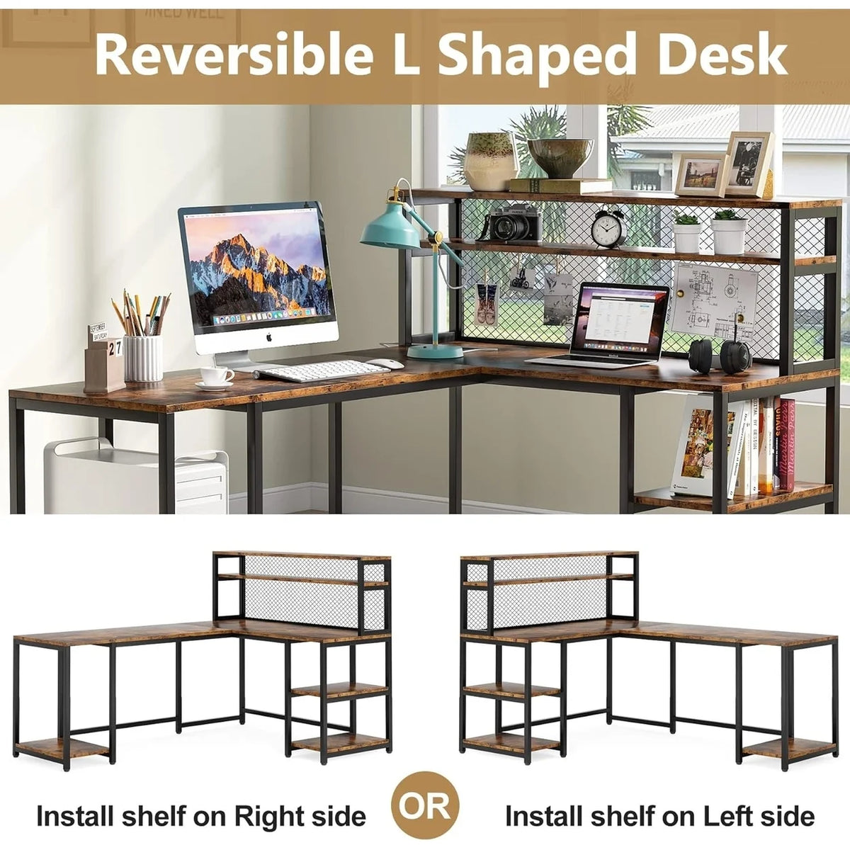 67" Computer Desk with Hutch H895696