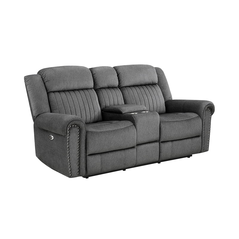 Charcoal Microfiber 2-Piece Power Reclining Sofa Set J5372