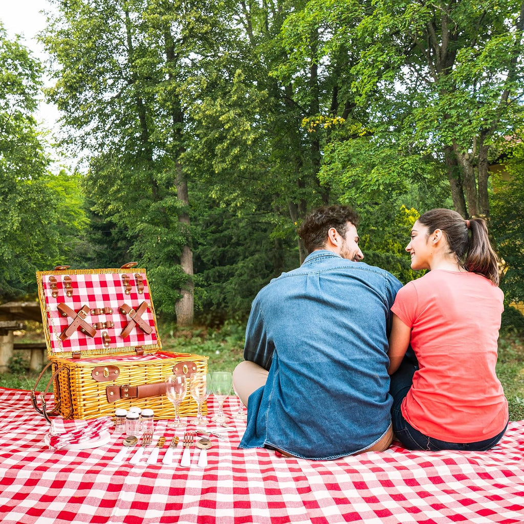 29 Pcs Picnic Set with Waterproof Blanket and Insulated Cooler Compartment Z534