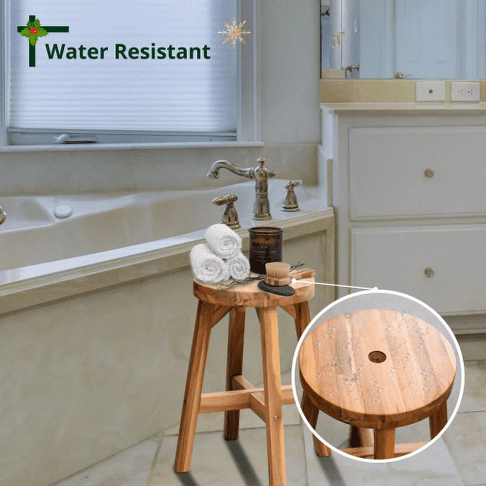 Acacia Wood Stool Round Top Natural Q8683