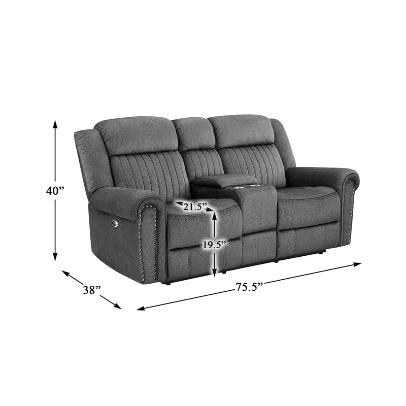 Charcoal Microfiber 2-Piece Power Reclining Sofa Set J5372