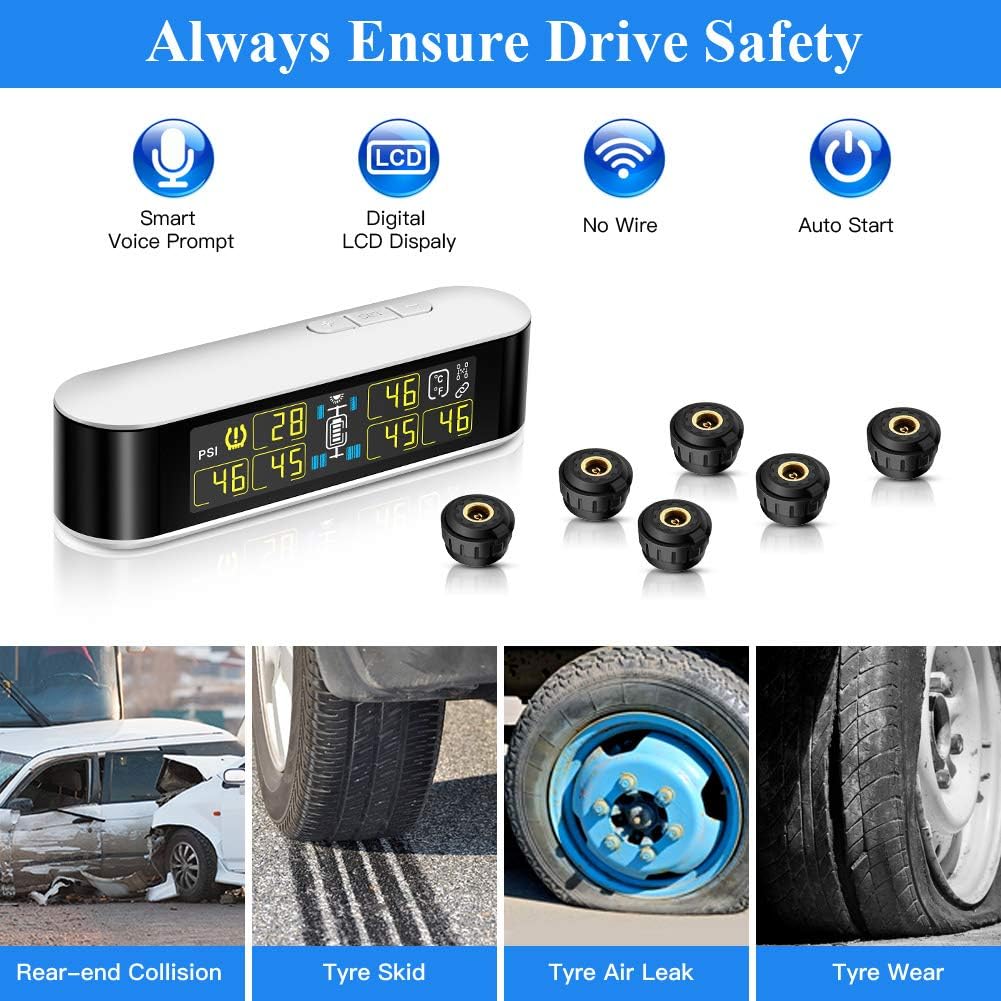 6 External Sensors TPMS Tire Pressure Monitoring System with LCD Color Screen L36436
