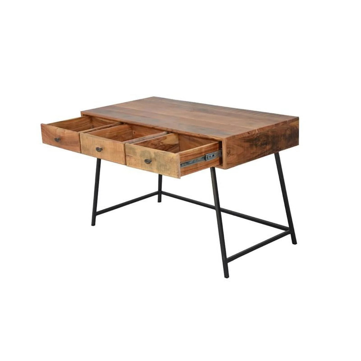 47" Mid-Century Metal Solid Wood Desk G375