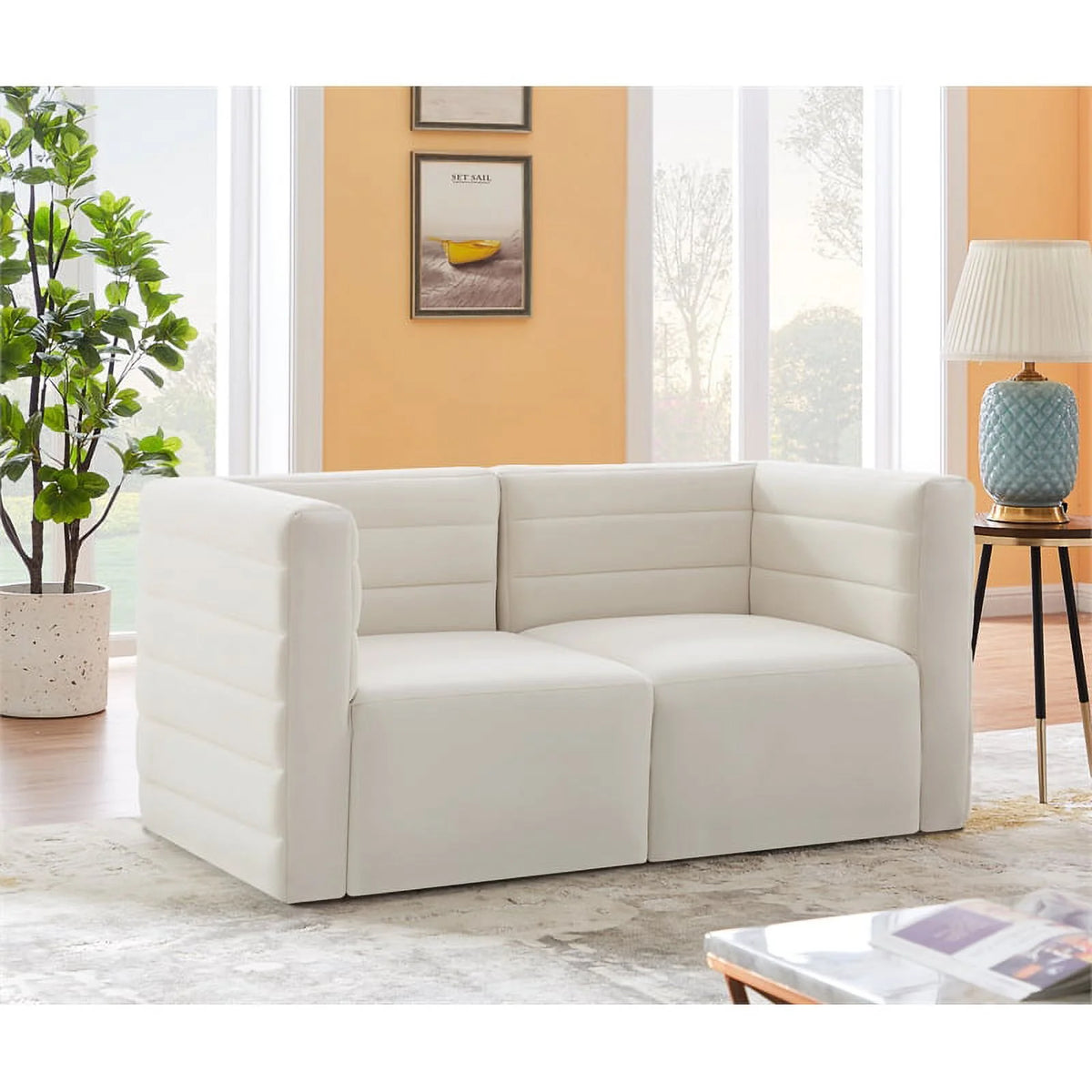 Cream Velvet Modular Sofa C65055