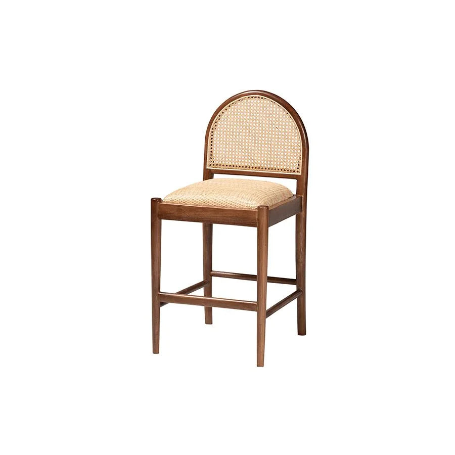 Natural Rattan and Acacia Wood Counter Stool K762