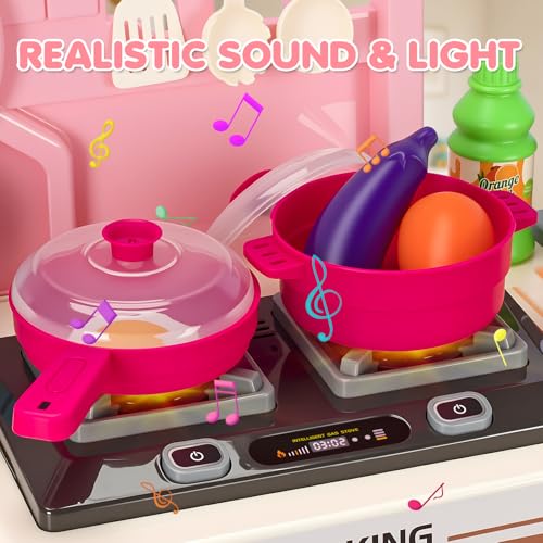 Kids Kitchen Playset with Sound & Light, Play Sink and Play Food J47062