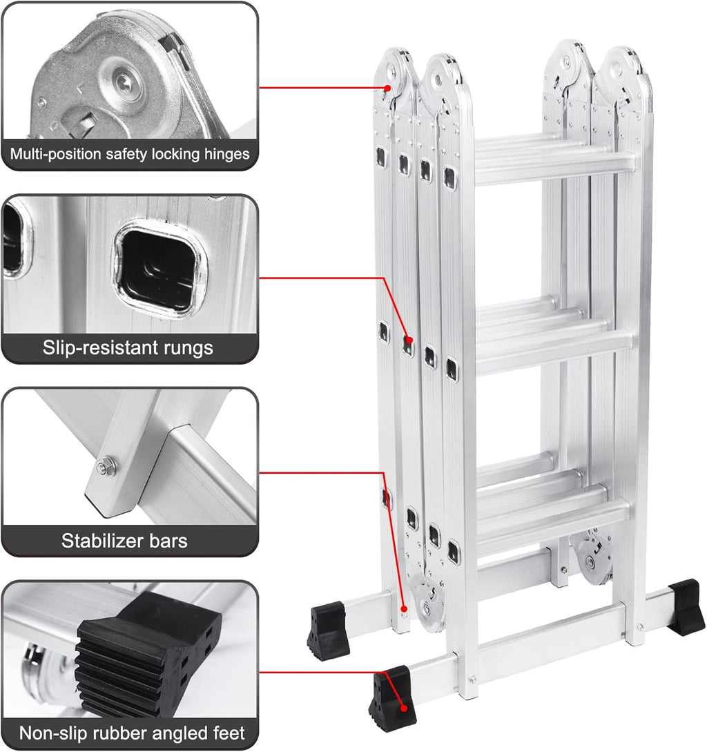 330lb 12.5ft Aluminum Folding Step Ladder T898