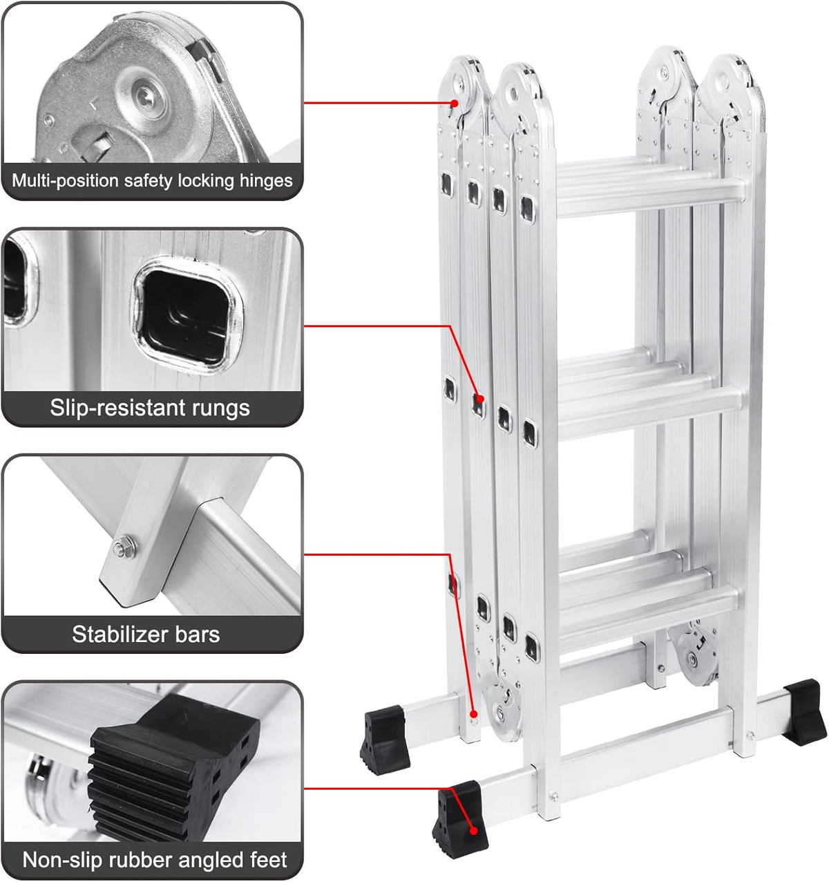 330lb 12.5ft Aluminum Folding Step Ladder T898