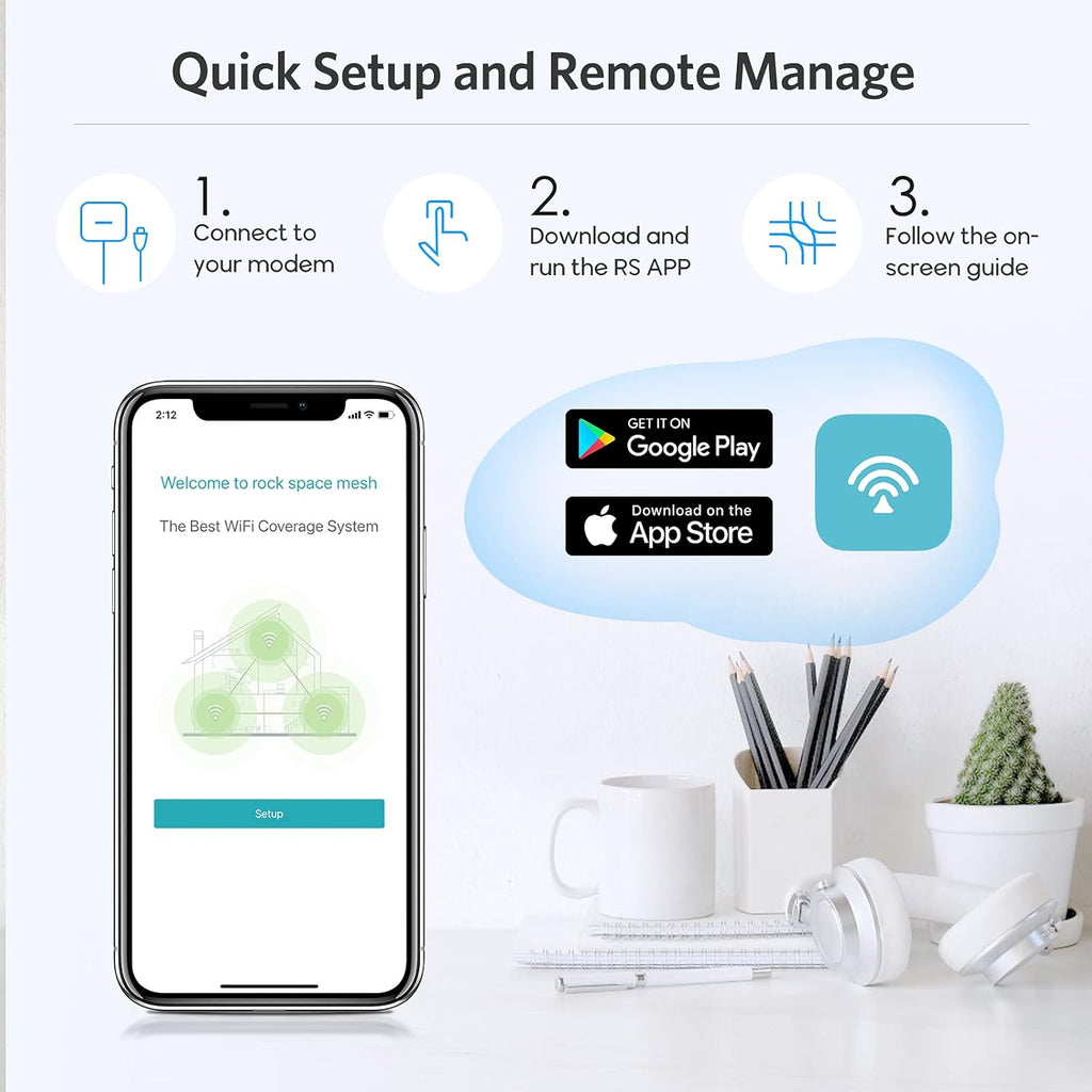 3 Pack Mesh WiFi System, 1200Mbps, Gigabit Ports W81802