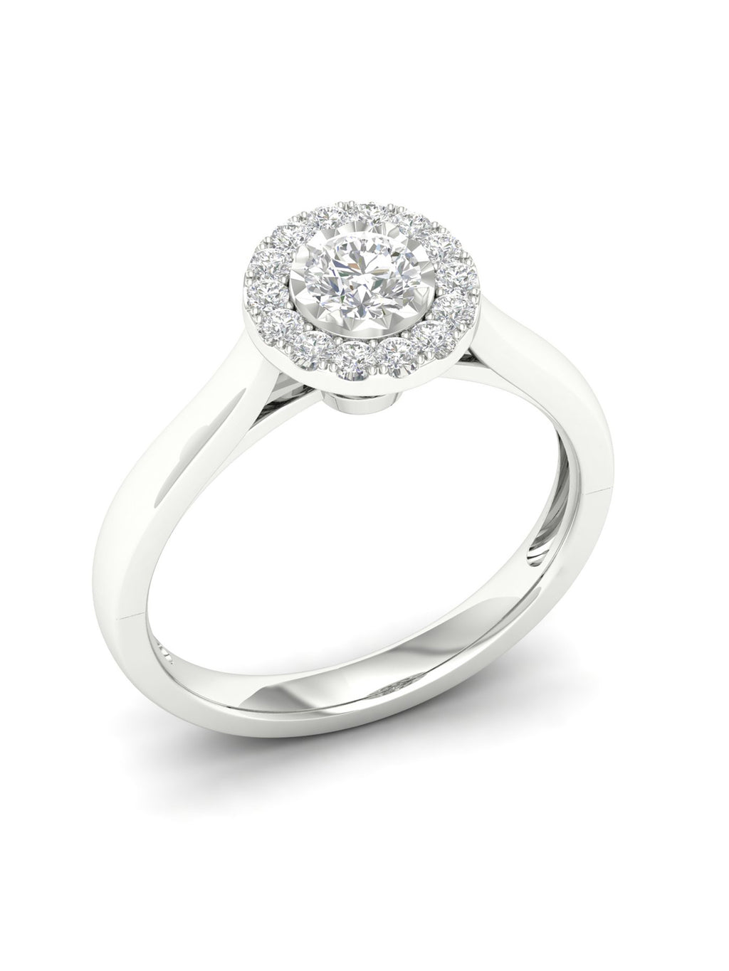 10K White Gold Single Stone Halo Engagement Ring C454659