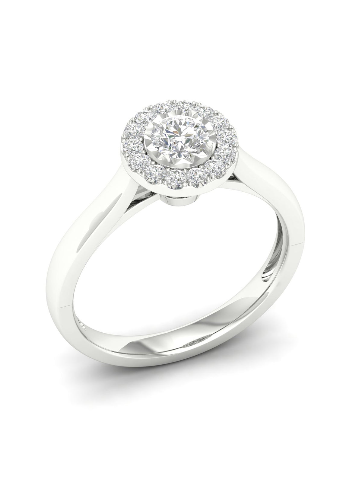 10K White Gold Single Stone Halo Engagement Ring C454659