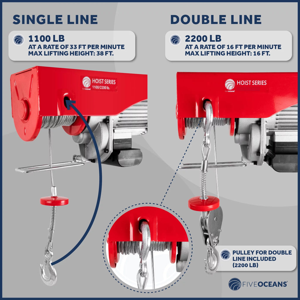 2200 Lb Electric Hoist with 6FT Remote Control C101