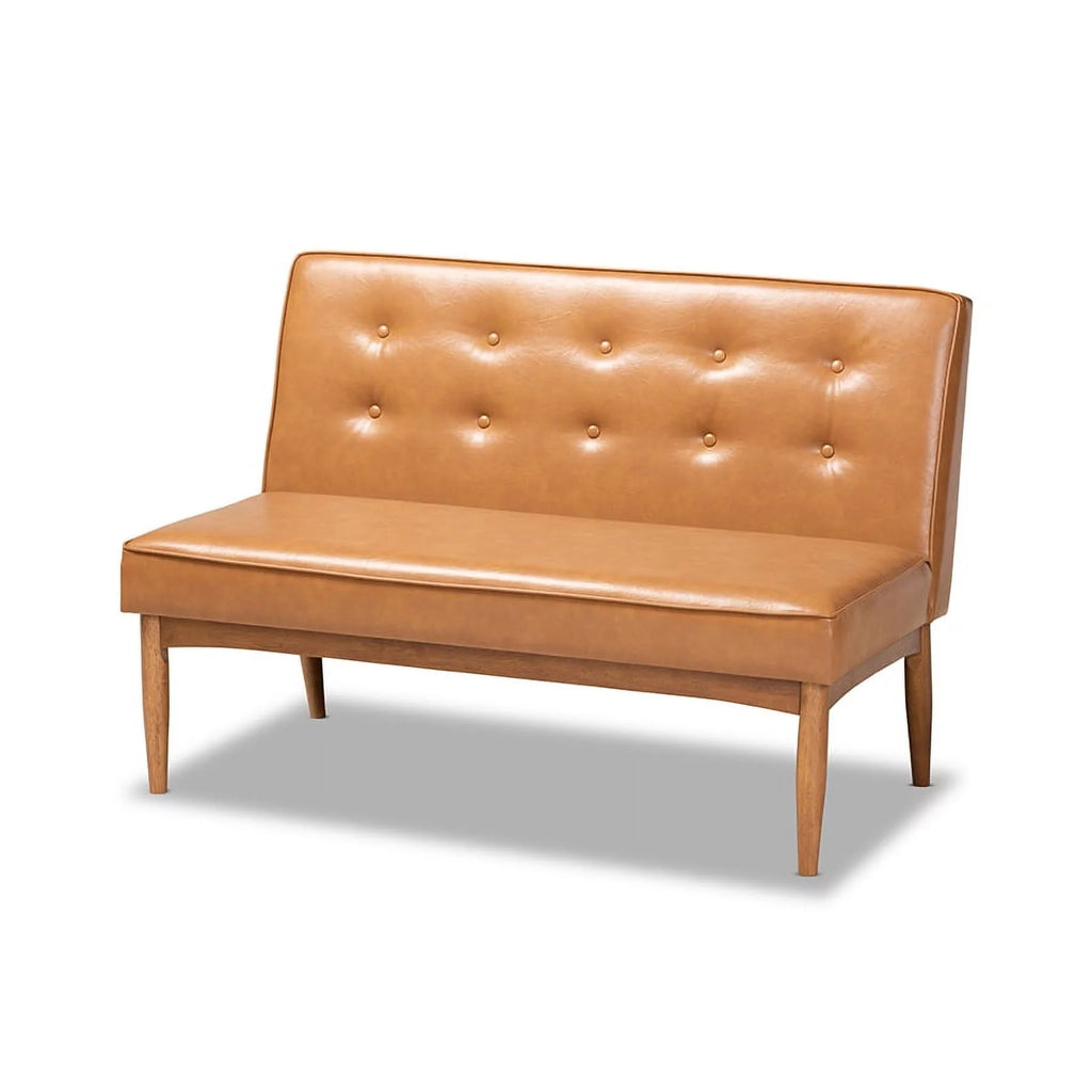 Tan Faux Leather 2-Piece Wood Dining Nook D494