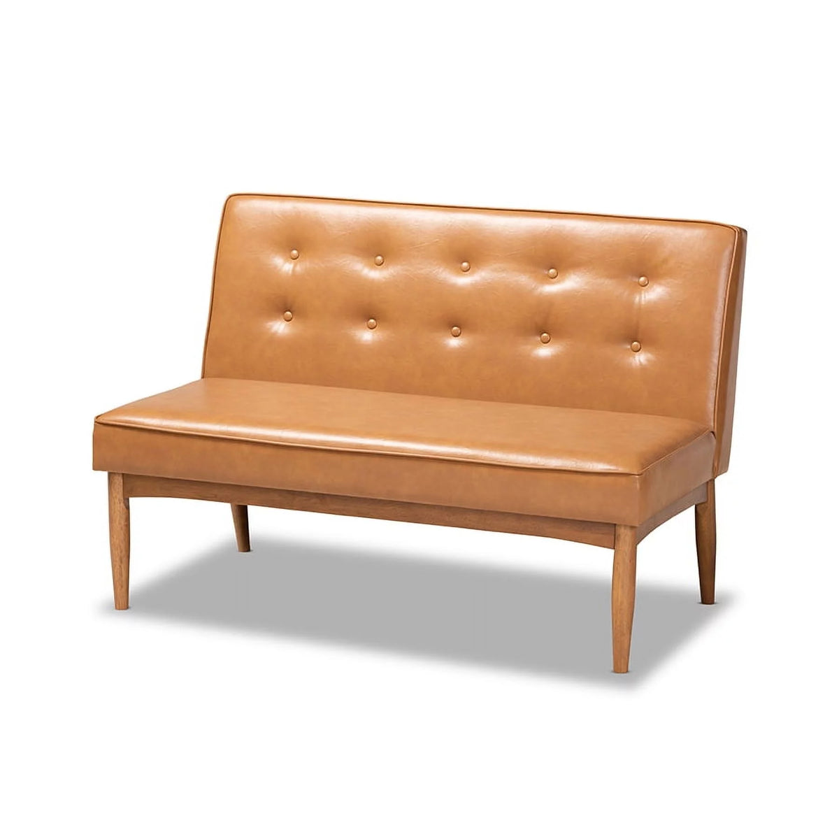 Tan Faux Leather 2-Piece Wood Dining Nook D494