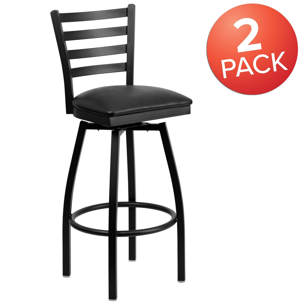 2 Pack Swivel Metal Barstool Black Vinyl Seat P771249