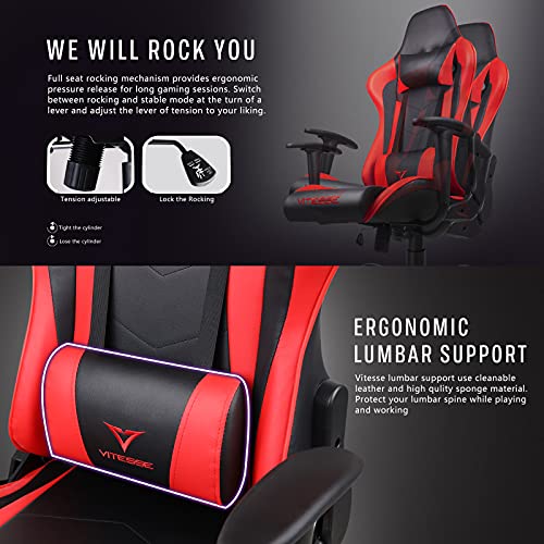 Purple Gaming Chair with Lumbar Support and Headrest F9002