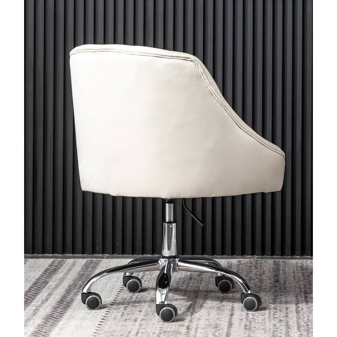 Cream Velvet Swivel Task Chair with Silver Base L77642