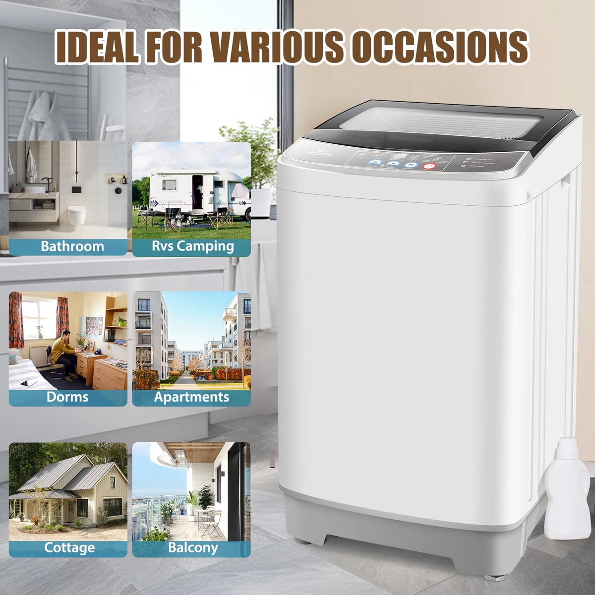 2.4 Cu.ft Portable Washing Machine with Glass Top-Load & Drain Pump A85317