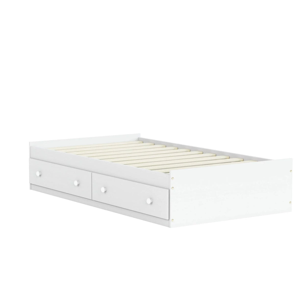 100% Solid Wood Twin Size Storage Bed with Drawers White W327