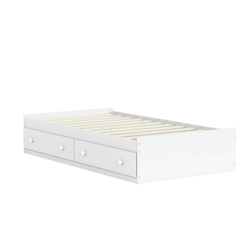 100% Solid Wood Twin Size Storage Bed with Drawers White W327