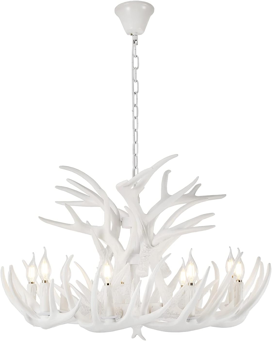 White Antler Chandelier 12 Antlers 9 Lights K6073