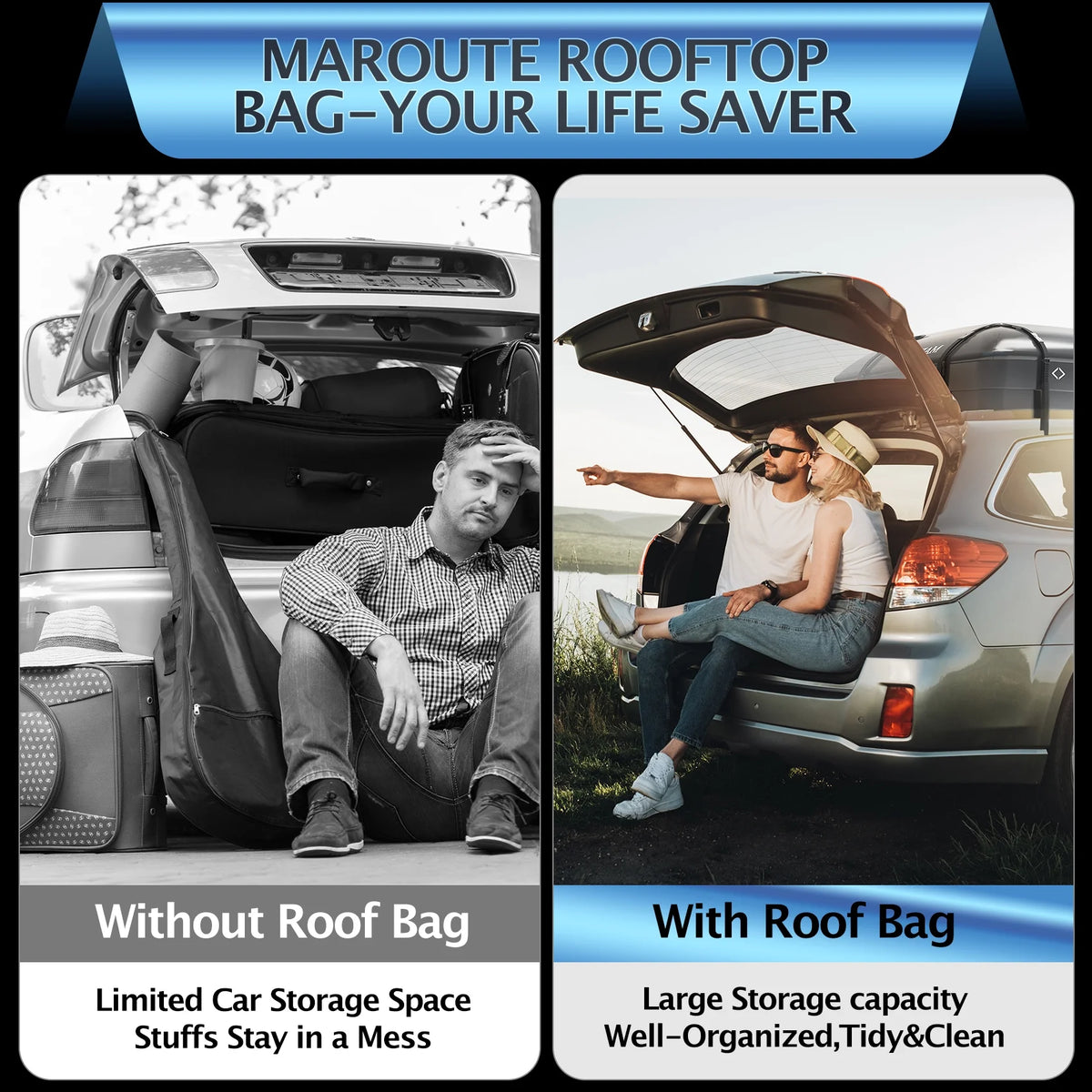 Rooftop Cargo Carrier Bag, 21 Cubic Feet Heavy Duty Waterproof Car Bag, 8 Door Hooks, Storage Bag Z265218