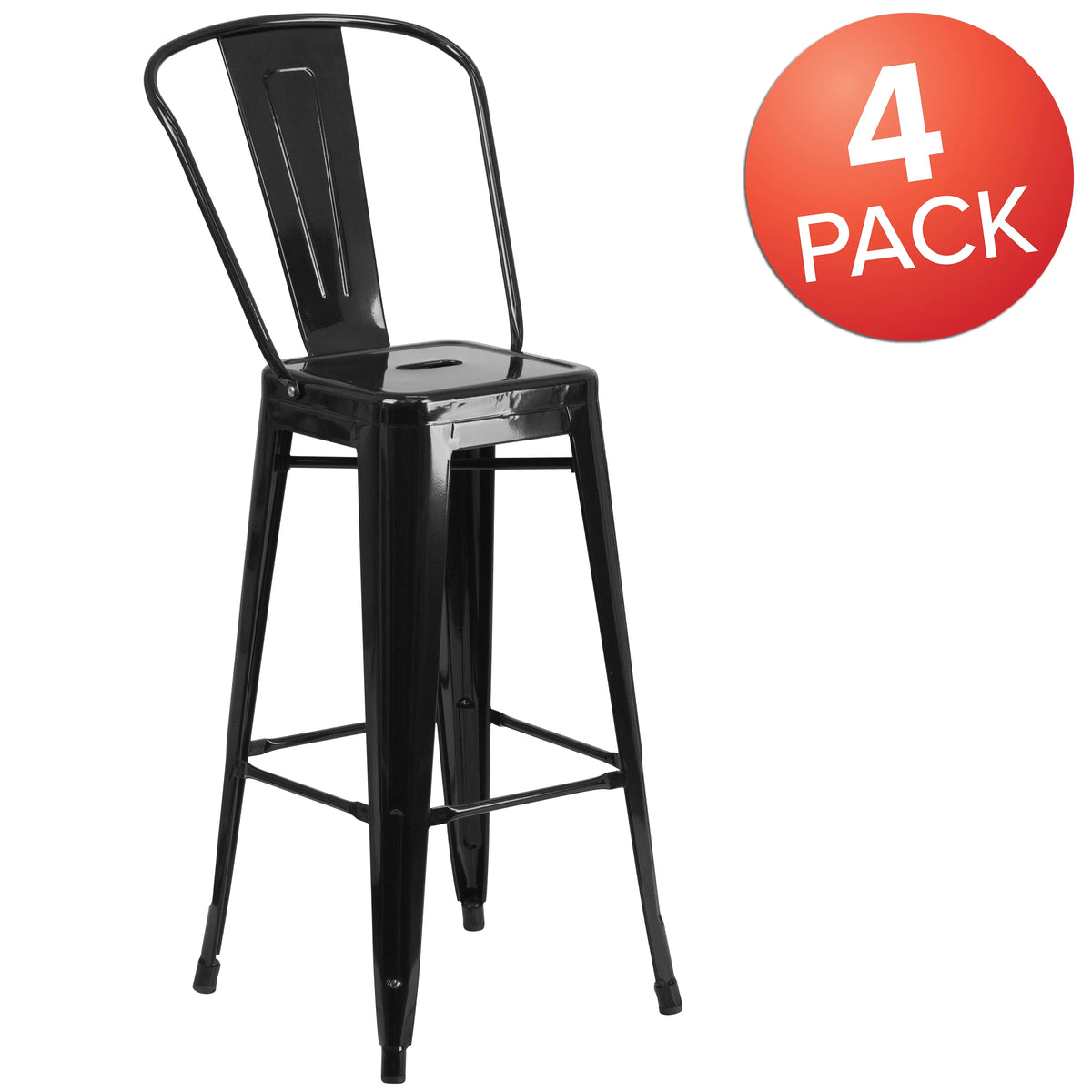 Black Metal Indoor-Outdoor Barstool with Removable Back S20381