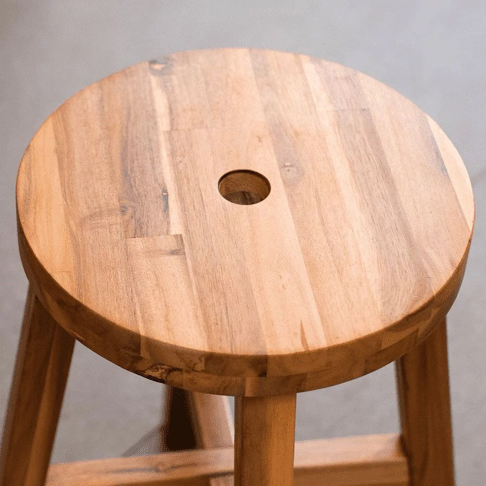 Acacia Wood Stool Round Top Natural Q8683