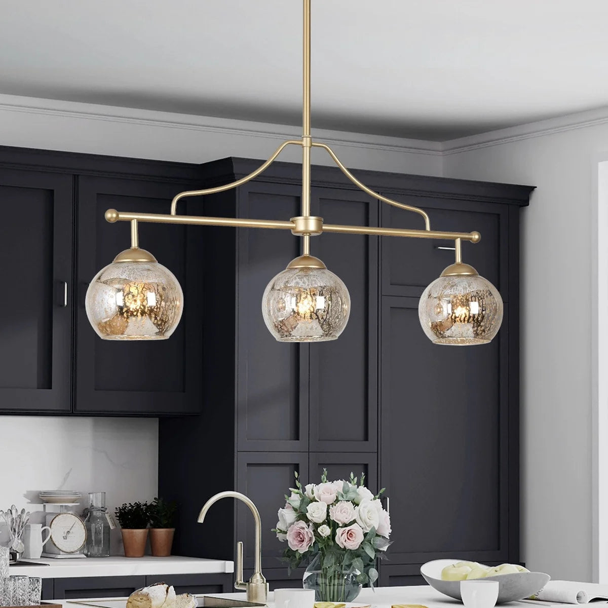 3-Light Gold Linear Chandelier P633218