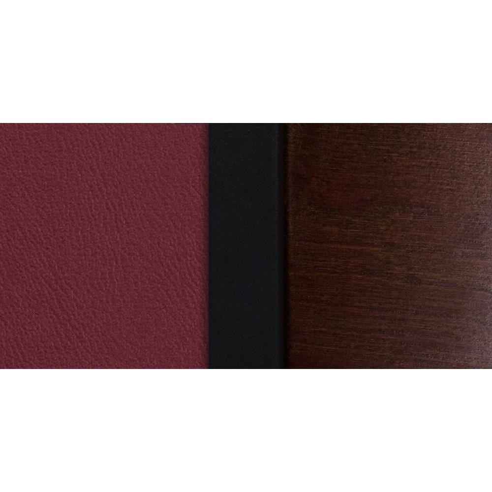 Black Metal Restaurant Chair with Walnut Wood Back and Burgundy Vinyl Seat S150009