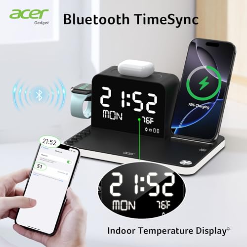 7-in-1 Wireless Charging Station with Adjustable Brightness Night Light F8411