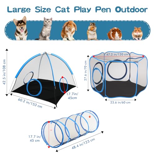 Outdoor Cat Enclosure with Tunnel and Storage Bag M72049
