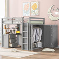 Full Loft Bed with Desk Wardrobe Storage Drawers White V9057