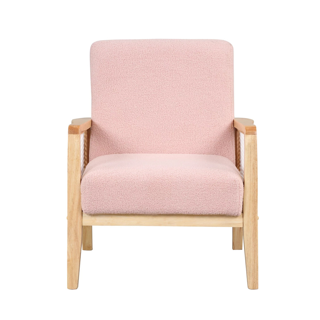 Mid-Century Pink Upholstered Accent Armchair Q570