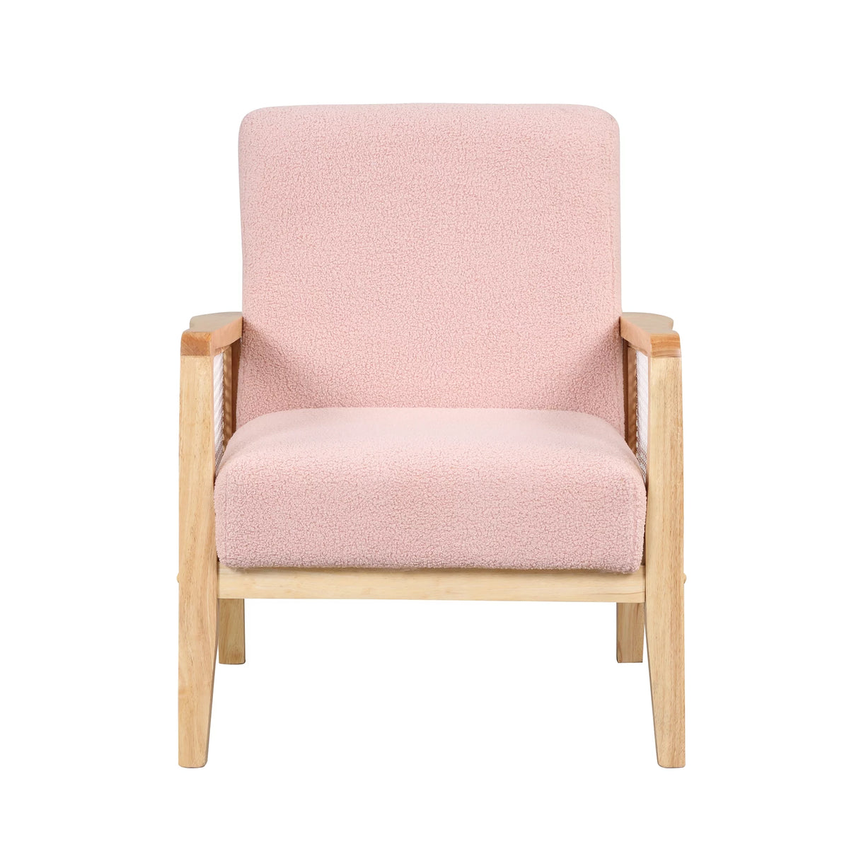 Mid-Century Pink Upholstered Accent Armchair Q570