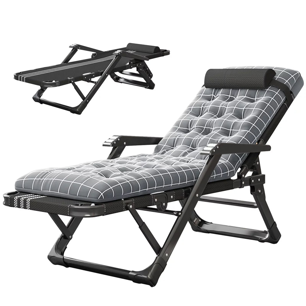 Gray Adjustable Folding Lounge Chair with Pillow G4253