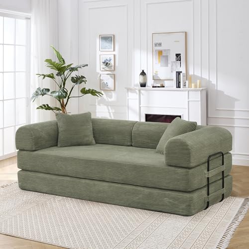 Green Corduroy Convertible Folding Sofa Bed B3315