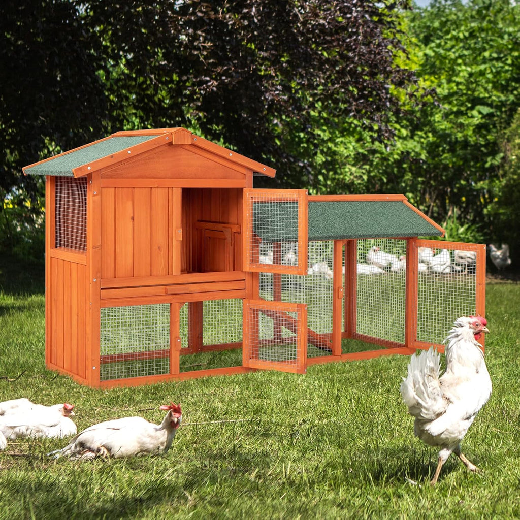 61" Wooden Chicken Coop with Waterproof Roof S34876