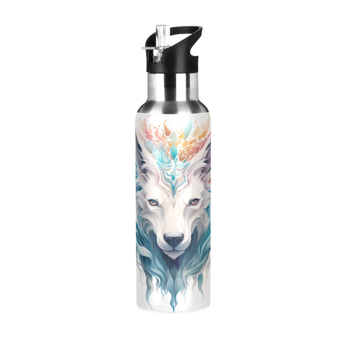 Blue Stainless Steel Insulated Water Bottle with Straw Lid Y24048