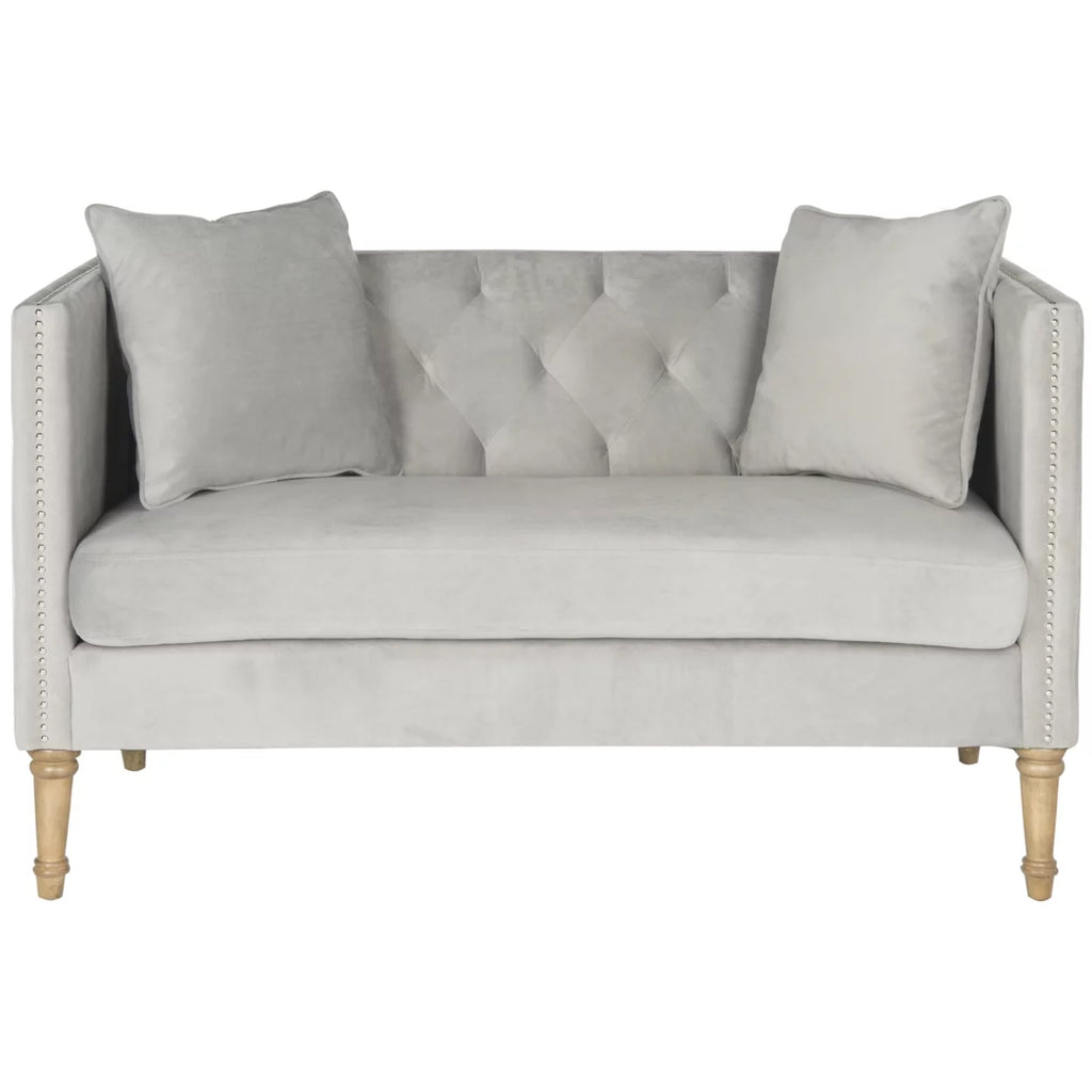 Grey Tufted Settee With Pillows U898878