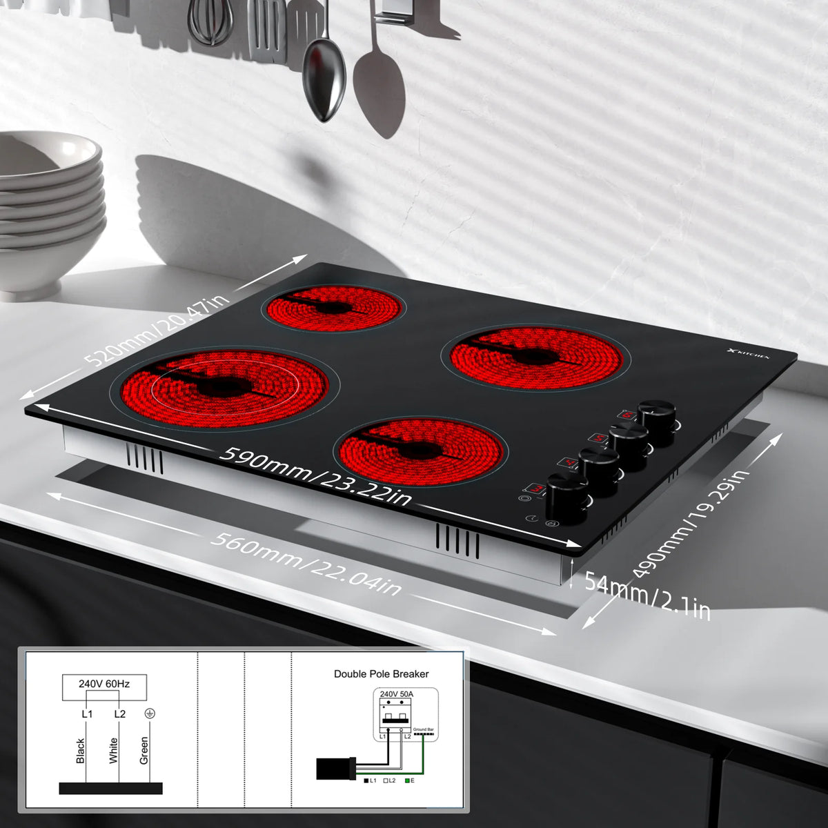 24 Inch 4 Burners Electric Cooktop U90327