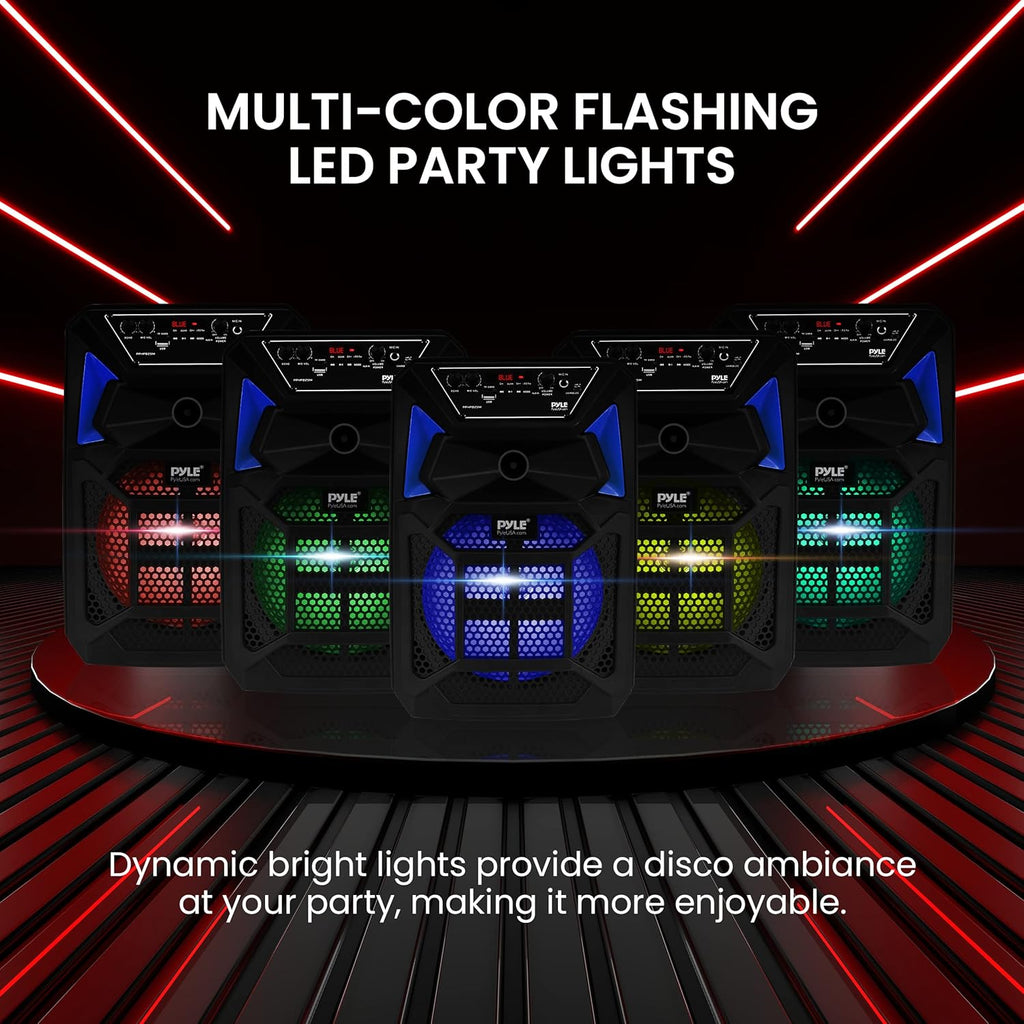 400W Portable Bluetooth PA Speaker System with Microphone and Rolling Wheels X476768