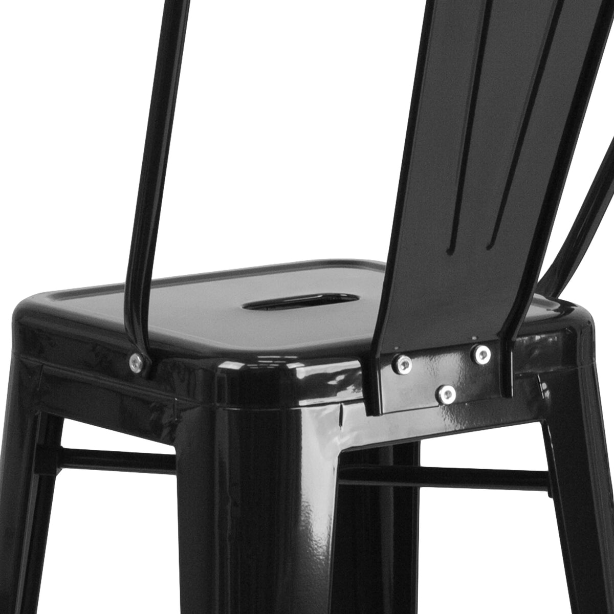 Black Metal Indoor-Outdoor Barstool with Removable Back S20381