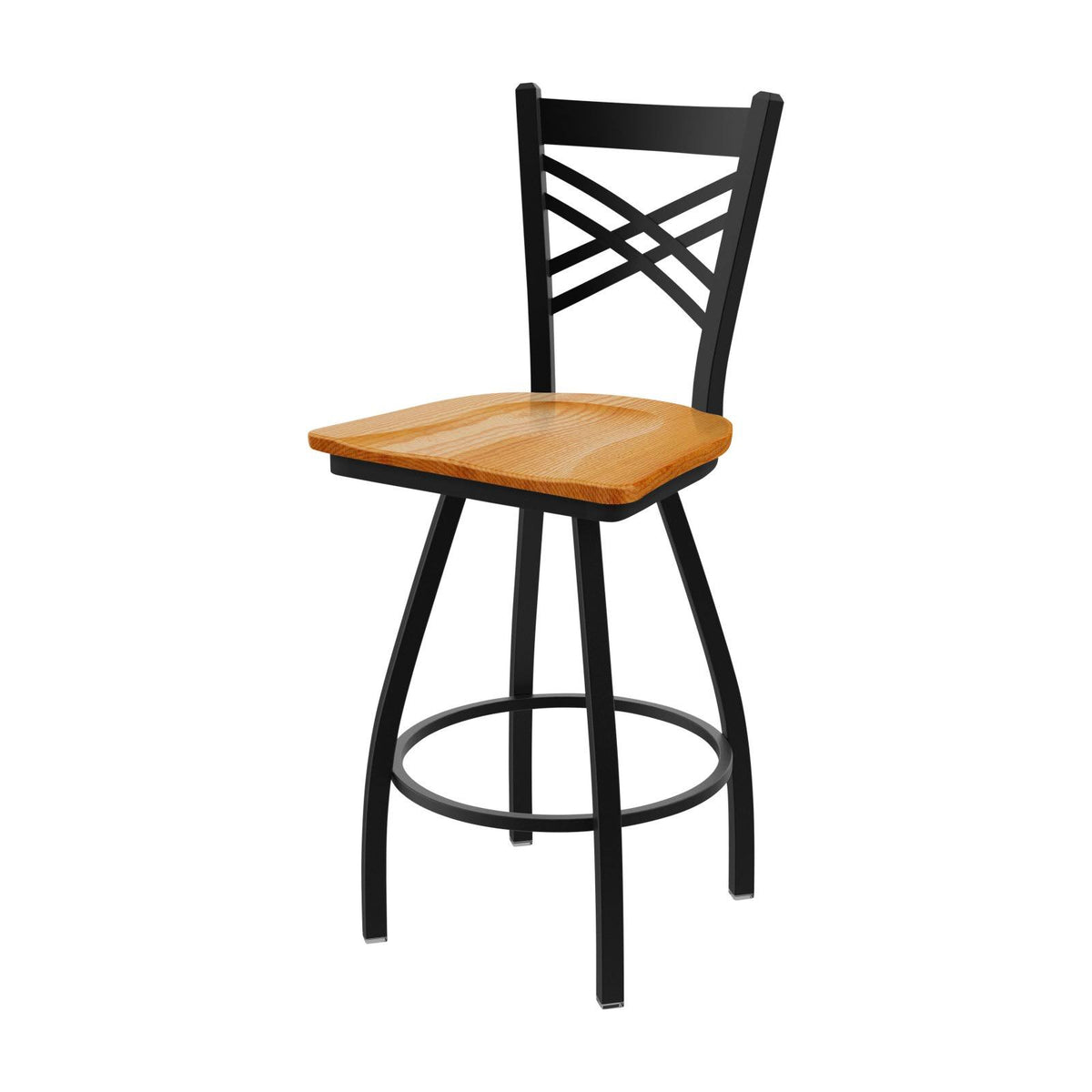 25x22 Swivel Counter Stool with Anodized Nickel Finish and Medium Oak Seat L3752