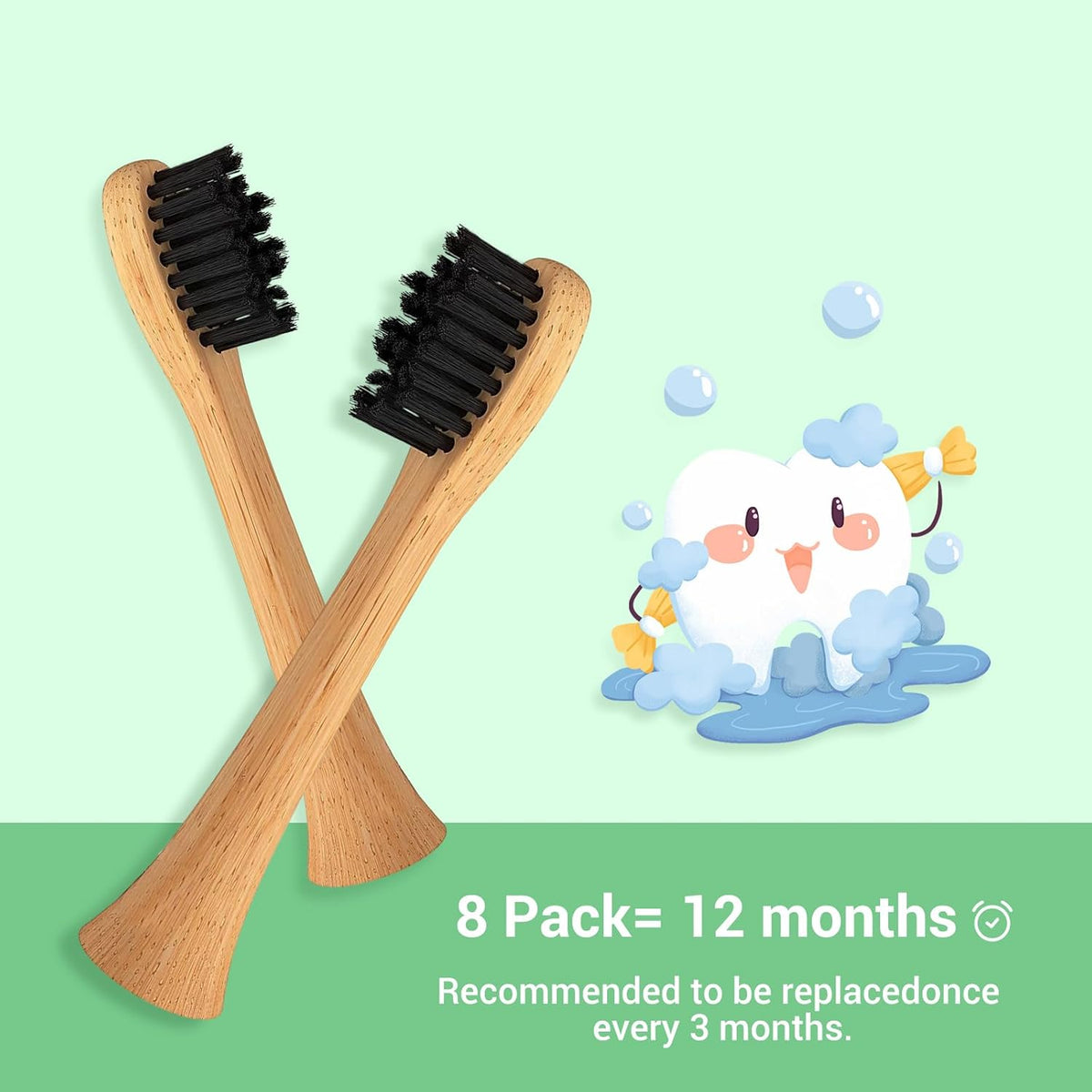 Bamboo Electric Toothbrush 5 Cleaning Modes Sonic Toothbrush Replacement Heads with Plant-Based Bristle 4 Pack A79921