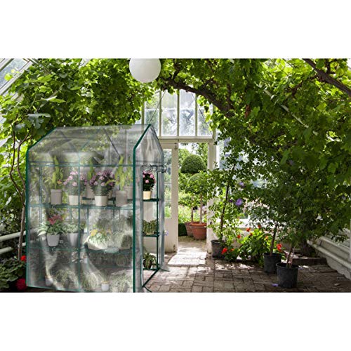 4 Tier Mini Greenhouse with Locking Wheels and PVC Cover I398