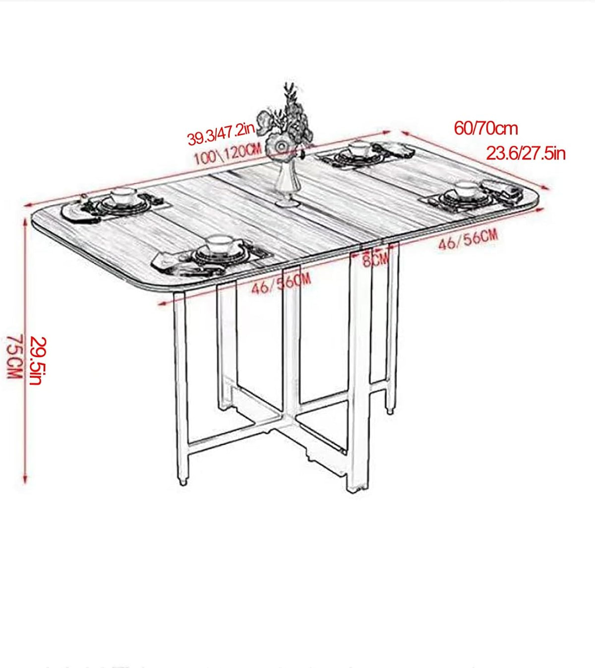 Drop Leaf Folding Wooden Dining Table E957