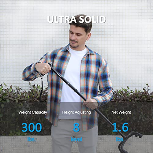 Quad Cane, Foldable Walking Cane with 4-Pronged Base I30205