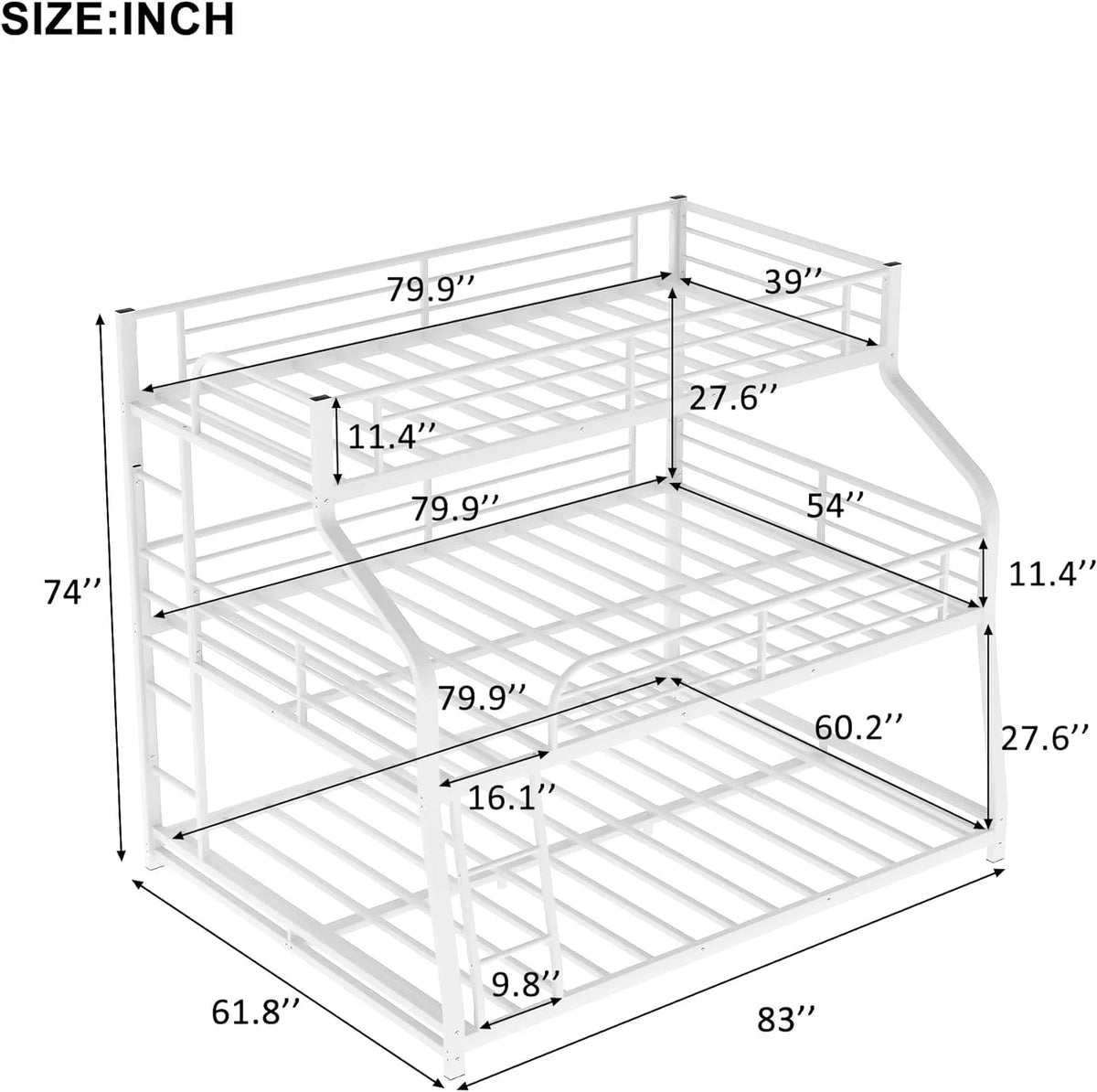 Metal Bunk Bed with Ladders D8397