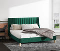 Queen Size Green Velvet Platform Bed Frame K43369